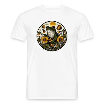 Sunlit Frog in Golden Blooms - Men's T-Shirt - white - Front - AI Model Male 178 dark (178cm)