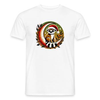 Santa Lemur on Moon - Men's T-Shirt - white - Front - AI Model Male 178 dark (178cm)