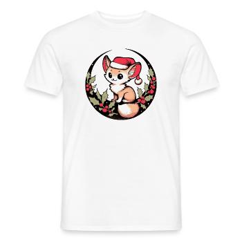 Kawaii Fuchs im Stechpalmenkreis Weihnachtsmütze - Männer T-Shirt - Weiß - Vorne - AI Model Male 178 dark (178cm)