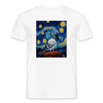 Colombe Oiseau Van Gogh Style Nuit étoilée - T-shirt homme - blanc - Devant - AI Model Male 178 dark (178cm)