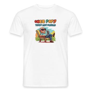 Chez Papy tout est permis - T-shirt homme - blanc - Devant - AI Model Male 178 dark (178cm)