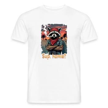 Racoon Sunset Streetstyle - T-shirt homme - blanc - Devant - AI Model Male 178 dark (178cm)
