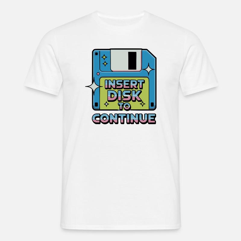 Y2K Retro – Insert Disk to Continue - Männer T-Shirt - Weiß