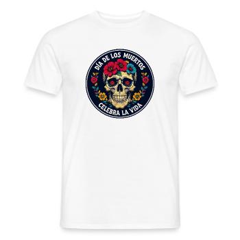 T-shirt Calavera Dia de los muertos  - Men's T-Shirt - white - Front - AI Model Male 178 dark (178cm)
