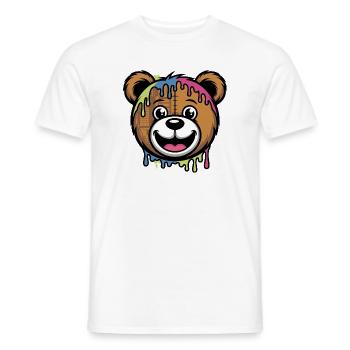 Tête d’ours en peluche colorée dégoulinante Kawaii arc-en-ciel - T-shirt homme - blanc - Devant - AI Model Male 178 dark (178cm)
