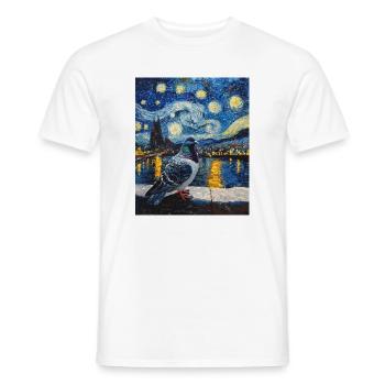Colombe Oiseau Van Gogh Style Nuit étoilée - T-shirt homme - blanc - Devant - AI Model Male 178 dark (178cm)
