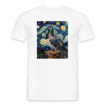 Colombe Oiseau Van Gogh Style Nuit étoilée - T-shirt homme - blanc - Devant - AI Model Male 178 dark (178cm)