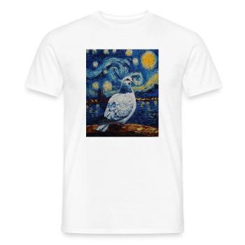 Colombe Oiseau Van Gogh Style Nuit étoilée - T-shirt homme - blanc - Devant - AI Model Male 178 dark (178cm)