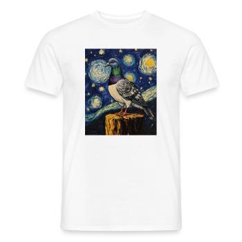 Colombe Oiseau Van Gogh Style Nuit étoilée - T-shirt homme - blanc - Devant - AI Model Male 178 dark (178cm)