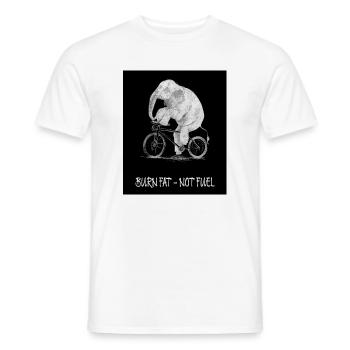 Burn Fat – Not Fuel Funny Bicycle Elephant - Men's T-Shirt - white - Front - AI Model Male 178 dark (178cm)