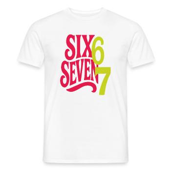 SIX SEVEN - 6 7 Design typographique rétro pop - T-shirt homme - blanc - Devant - AI Model Male 178 dark (178cm)