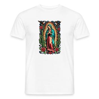 Madonna with Roses and Cacti - Men's T-Shirt - white - Front - AI Model Male 178 dark (178cm)