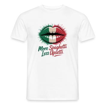More Spaghetti Less Upsetti Lip Art - Men's T-Shirt - white - Front - AI Model Male 178 dark (178cm)