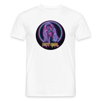Neon Hot Girl - Men's T-Shirt - white - Front - AI Model Male 178 dark (178cm)