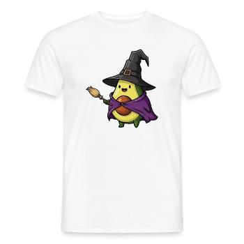 Funny Halloween Avocado Witch Witch Broom Cartoon - Men's T-Shirt - white - Front - AI Model Male 178 dark (178cm)