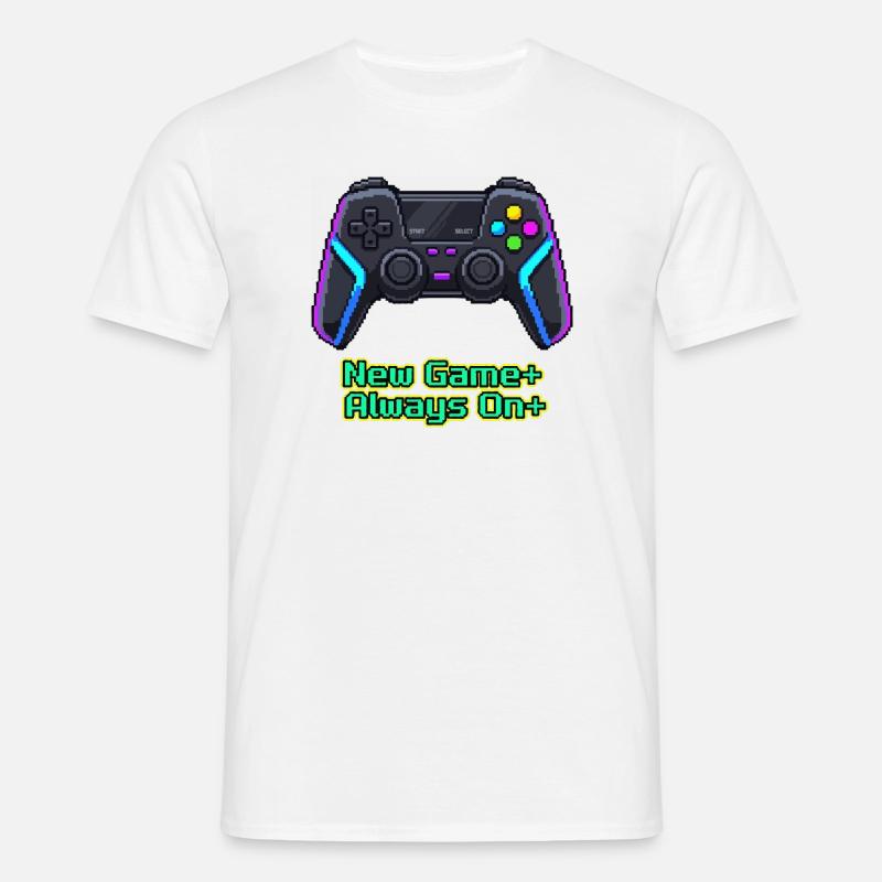 Neon Pixel Controller New Game Plus - Men's T-Shirt - white