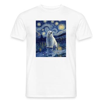 Polar Bear Bear Bears Van Gogh Style Starry Night - Men's T-Shirt - white - Front - AI Model Male 178 dark (178cm)