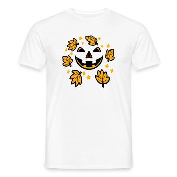 Kürbisgesicht Herbstlaub Sterne Gruselig Lächeln - Männer T-Shirt - Weiß - Vorne - AI Model Male 178 dark (178cm)