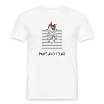 Curious Cat – Funny Optical Line Art - Männer T-Shirt - Weiß - Vorne - AI Model Male 178 dark (178cm)