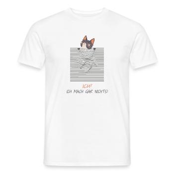 Neugierige Katze – Lustiger 3D-Linien-Effekt - Männer T-Shirt - Weiß - Vorne - AI Model Male 178 dark (178cm)