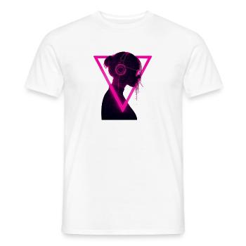 Neon Girl with Headphones - Rave Music Vibes - Men's T-Shirt - white - Front - AI Model Male 178 dark (178cm)