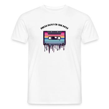 Retro Cassette Tape - Press Play on the Past - Men's T-Shirt - white - Front - AI Model Male 178 dark (178cm)