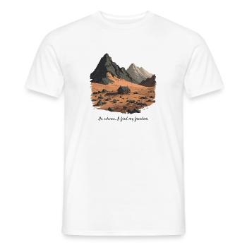 Mountain Cabin Quote - In Silence, Freedom - Men's T-Shirt - white - Front - AI Model Male 178 dark (178cm)