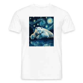 Polar Bear Bear Bears Van Gogh Style Starry Night - Men's T-Shirt - white - Front - AI Model Male 178 dark (178cm)