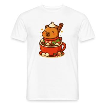 Capybara dans un chocolat chaud – Motif de Noël - T-shirt homme - blanc - Devant - AI Model Male 178 dark (178cm)