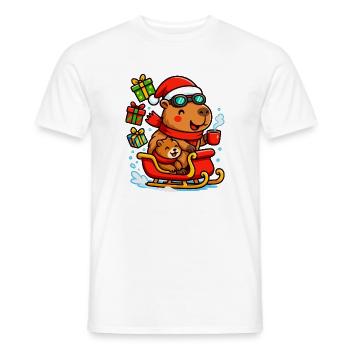 Weihnachtliches Capybara im Schlitten – Cozy Chris - Männer T-Shirt - Weiß - Vorne - AI Model Male 178 dark (178cm)