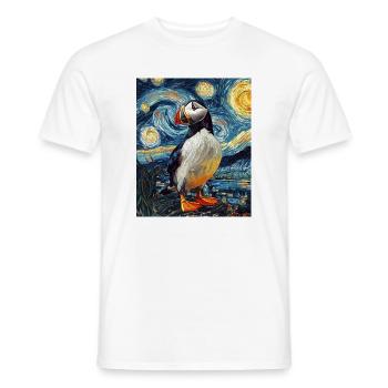 Papageientaucher Vogel Van Gogh Style Starry Night - Männer T-Shirt - Weiß - Vorne - AI Model Male 178 dark (178cm)