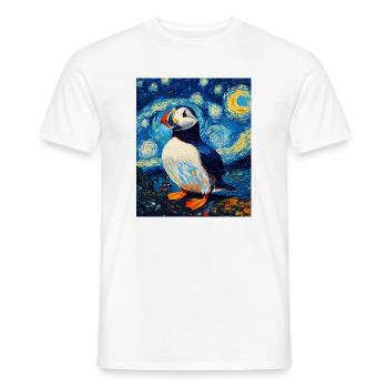 Papageientaucher Vogel Van Gogh Style Starry Night - Männer T-Shirt - Weiß - Vorne - AI Model Male 178 dark (178cm)