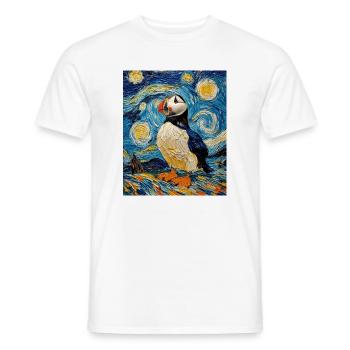 Papageientaucher Vogel Van Gogh Style Starry Night - Männer T-Shirt - Weiß - Vorne - AI Model Male 178 dark (178cm)