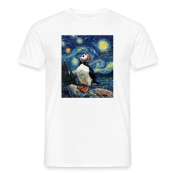 Papageientaucher Vogel Van Gogh Style Starry Night - Männer T-Shirt - Weiß - Vorne - AI Model Male 178 dark (178cm)