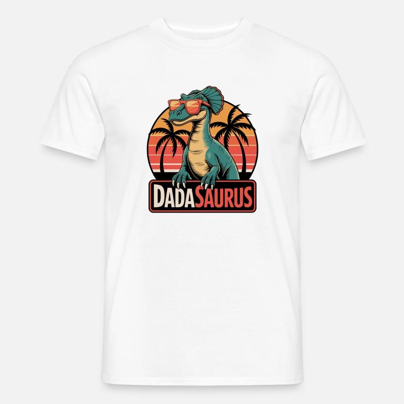 Dadasaurus Cool Dinosaur Retro Palm Trees - Men's T-Shirt - white