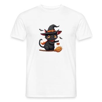 Halloween Cat with Halloween Pumpkin - Men's T-Shirt - white - Front - AI Model Male 178 dark (178cm)