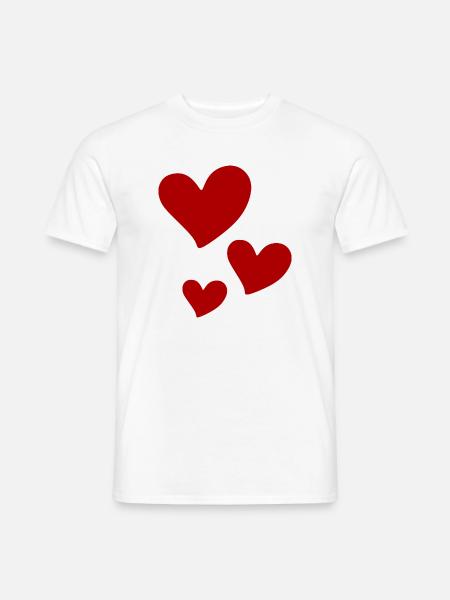 Rote Herzen Trio-Print - Männer T-Shirt - Weiß