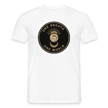 One Breath, One World – Mindfulness & Balance - Men's T-Shirt - white - Front - AI Model Male 178 dark (178cm)