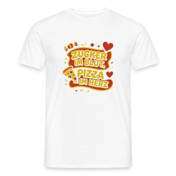 Sugar in the blood, pizza in the heart - pizza lovers - Men's T-Shirt - white - Front - AI Model Male 178 dark (178cm)