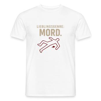 Lieblingsgenre: Mord – True Crime & Serien - Männer T-Shirt - Weiß - Vorne - AI Model Male 178 dark (178cm)