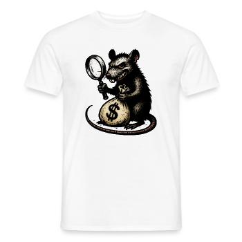 Rat avec loupe et sac d’argent - T-shirt homme - blanc - Devant - AI Model Male 178 dark (178cm)