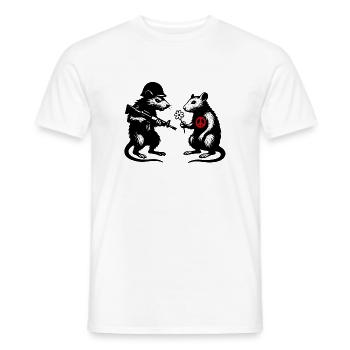War and Peace | Rats Banksy Street Art Style - Men's T-Shirt - white - Front - AI Model Male 178 dark (178cm)