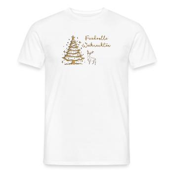 Friedvolle Weihnachten im Wald Hirsch Christbaum - Männer T-Shirt - Weiß - Vorne - AI Model Male 178 dark (178cm)