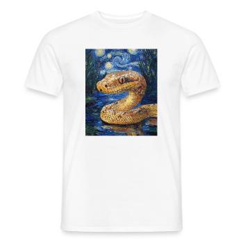 Serpent Python Style Van Gogh Nuit étoilée - T-shirt homme - blanc - Devant - AI Model Male 178 dark (178cm)
