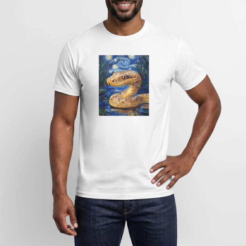 Serpent Python Style Van Gogh Nuit étoilée T-shirt homme