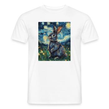 Lapin Lapin Lapin Van Gogh Style Nuit étoilée - T-shirt homme - blanc - Devant - AI Model Male 178 dark (178cm)