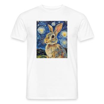 Lapin Lapin Lapin Van Gogh Style Nuit étoilée - T-shirt homme - blanc - Devant - AI Model Male 178 dark (178cm)
