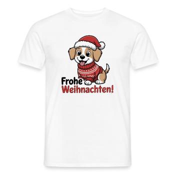 Weihnachtshund – Frohe Weihnachten! - Männer T-Shirt - Weiß - Vorne - AI Model Male 178 dark (178cm)