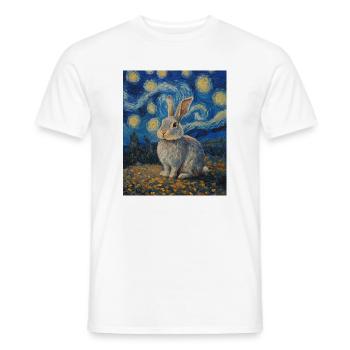Lapin Lapin Lapin Van Gogh Style Nuit étoilée - T-shirt homme - blanc - Devant - AI Model Male 178 dark (178cm)