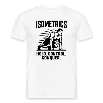 exercices isométriques de maintien, travail musculaire statique - T-shirt homme - blanc - Devant - AI Model Male 178 dark (178cm)